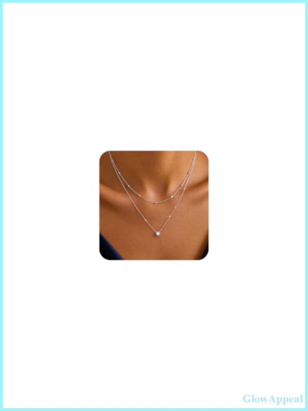 Gold Plated Layered Necklace Cubic Zirconia Pendant Adjustable